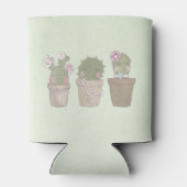 Ontwerp van Waterverf voor glimlachende cactus Blikjeskoeler (Achterkant)