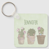 Ontwerp van Waterverf voor glimlachende cactus Sleutelhanger (Voorkant)