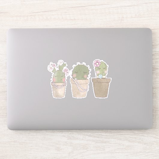 Ontwerp van Waterverf voor glimlachende cactus Sticker (Computer)