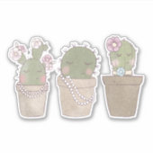 Ontwerp van Waterverf voor glimlachende cactus Sticker (Voorkant)