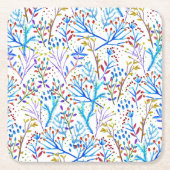 Ontwerp van  waterverf winterbladpatroon kartonnen onderzetters (Voorkant)