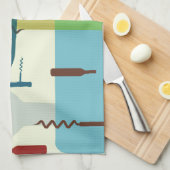 Ontwerp van wijnfles en -opener theedoek (Quarter Fold)