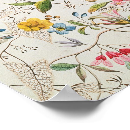 Ontwerp van wilde bloemen voor zijde, c.1790 (m/c) poster (Hoek)