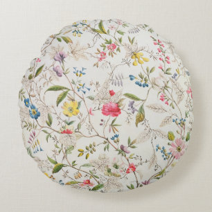 Ontwerp van wilde bloemen voor zijde, c.1790 (m/c) rond kussen