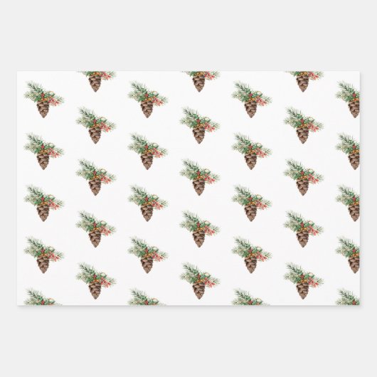  ontwerp van winterolijven en pijnbomen  inpakpapier vel (Voorkant 3)