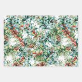  ontwerp van winterolijven en pijnbomen  inpakpapier vel (Voorkant)