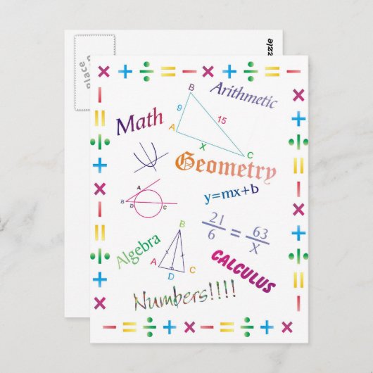 Ontwerp van wiskunde briefkaart (Voorkant / Achterkant)