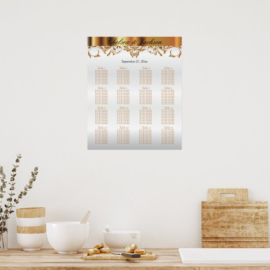 Ontwerp van wit en goudelement - Zitschets 16 Poster (Keuken)