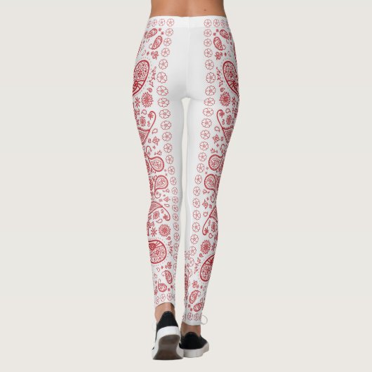 Ontwerp van witte en rode paisley  leggings (Achterkant)