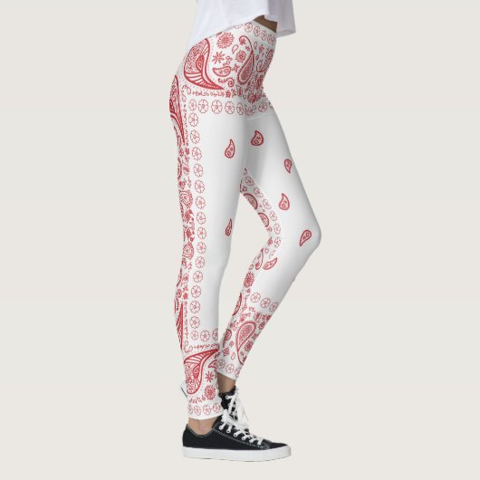 Ontwerp van witte en rode paisley leggings (Rechts)