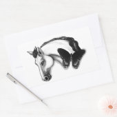 Ontwerp van witte paarden en vlinders rechthoekige sticker (Envelop)