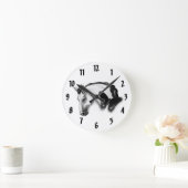 Ontwerp van witte paarden en vlinders ronde klok (Huis)