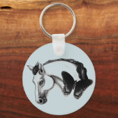 Ontwerp van witte paarden en vlinders sleutelhanger (Voorkant)