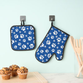 Ontwerp van witte verfprinters ovenwant & pannenlap set