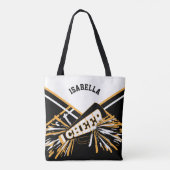 Ontwerp van witte, zwarte en goudchristen tote bag (Achterkant)