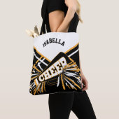 Ontwerp van witte, zwarte en goudchristen tote bag (Dichtbij)