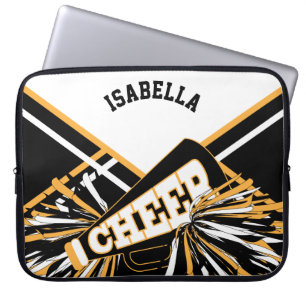 Ontwerp van witte, zwarte en gouden supermarktleid laptop sleeve