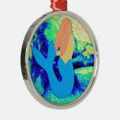 ontwerp van zeemeermin met blauwe staart metalen ornament (Rechts)