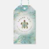 ontwerp van zeeschildpad in turkoois cadeaulabel (Voorkant)