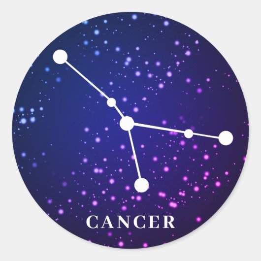 Ontwerp van zodiac-constellatie bij kanker ronde sticker (Voorkant)
