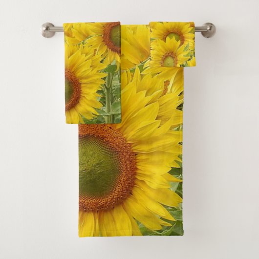 Ontwerp van zonnebloemen bad handdoek (Insitu)
