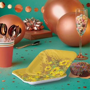 Ontwerp van zonnebloemen papieren bordje