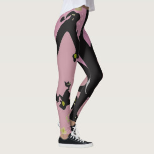 Ontwerp van zwart en roze omdraai leggings