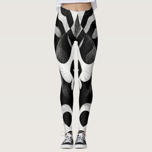 Ontwerp van zwart en wit proefmodel leggings (Voorkant)