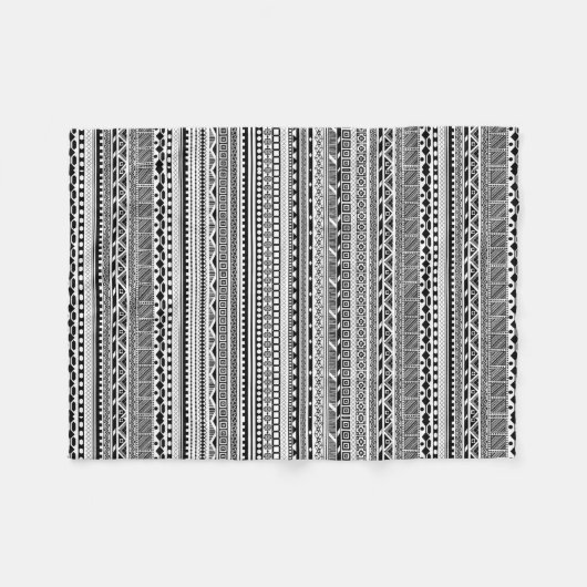 Ontwerp van zwart-wit aztec-patronen fleece deken (Voorkant (Horizontaal))