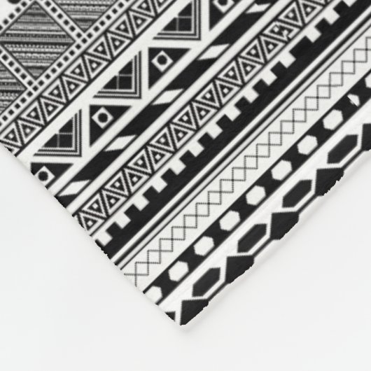 Ontwerp van zwart-wit aztec-patronen fleece deken (Hoek)