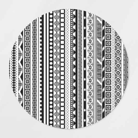Ontwerp van zwart-wit aztec-patronen labels (Design 1)