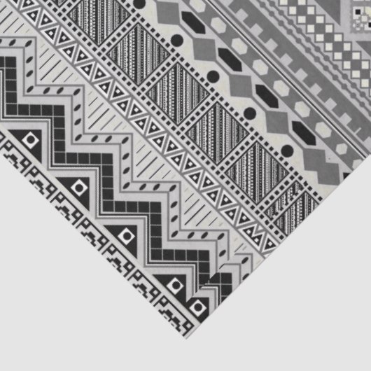 Ontwerp van zwart-wit aztec-patronen tissuepapier (Detail)
