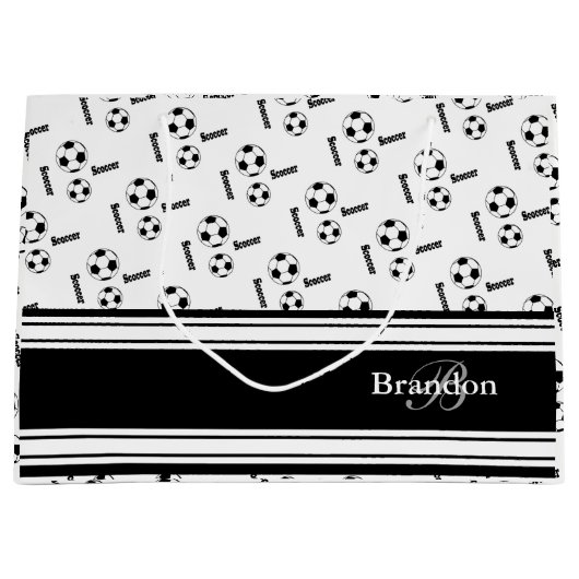 Ontwerp van zwart-wit Voetbal Large Cadeautasje (Voorkant)