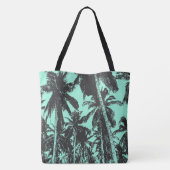 Ontwerp van zwarte en blauwe palmbomen tote bag (Achterkant)