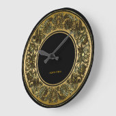 Ontwerp van zwarte en gouden Floral Grote Klok (Hoek)