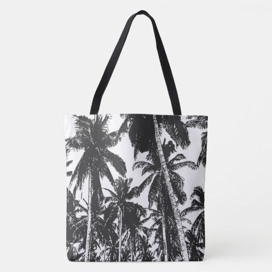 Ontwerp van zwarte en witte palmbomen tote bag (Voorkant)