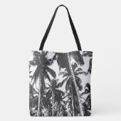 Ontwerp van zwarte en witte palmbomen tote bag (Achterkant)