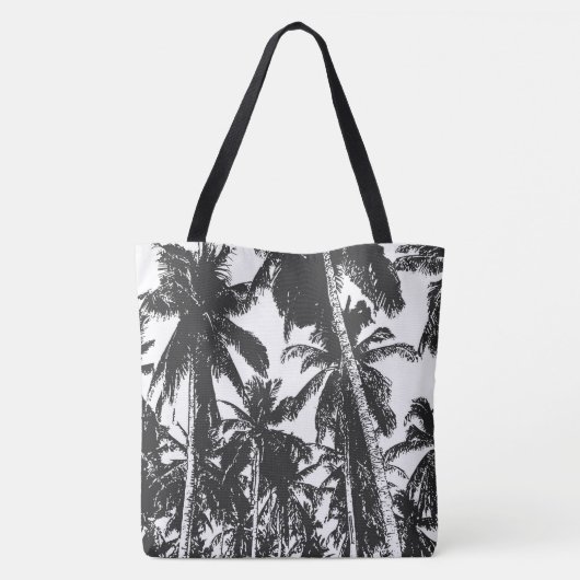 Ontwerp van zwarte en witte palmbomen tote bag (Achterkant)