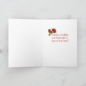 Ontwerp van zwarte kat en poinsettia feestdagen kaart (Binnen)