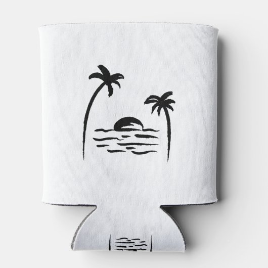 Ontwerp van zwarte palmbomen blikjeskoeler (Achterkant)