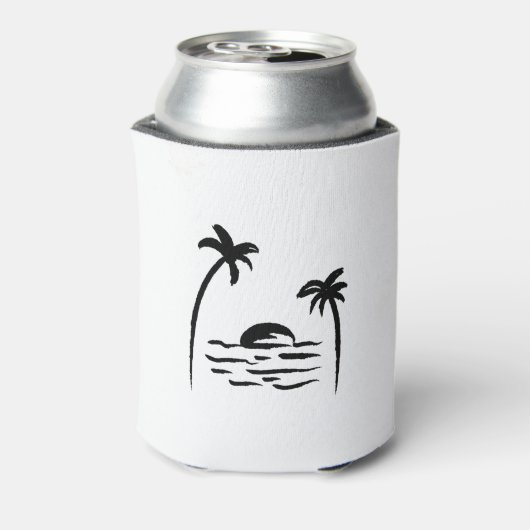 Ontwerp van zwarte palmbomen blikjeskoeler (Blikje Achterkant)