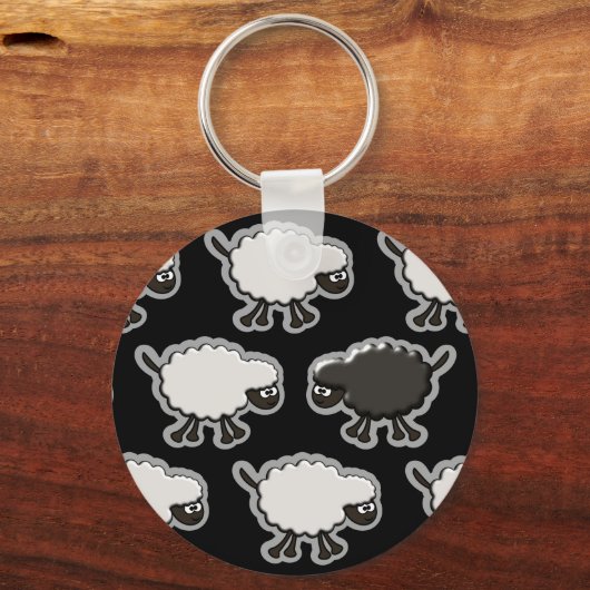 Ontwerp van zwarte schapen sleutelhanger (Voorkant)