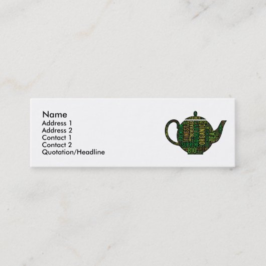 Ontwerp van zwarte theepot mini visitekaartje (Voorkant)