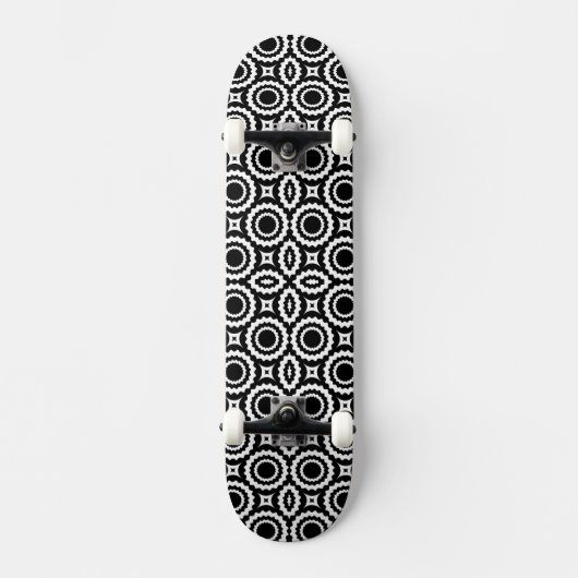 Ontwerp van zwarte witte zigzag-cirkels persoonlijk skateboard (Voorkant)