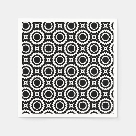 Ontwerp van zwarte witte zigzag-cirkels servetten (Voorkant)