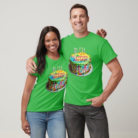 Ontwerp Verjaardagstaart kleuren ontwerp mannen T-shirt (Unisex)