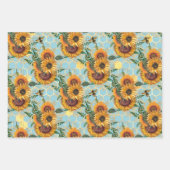 Ontwerp vier van de zonnebloem- en bijenreeks inpakpapier vel (Voorkant 3)