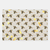 Ontwerp vier van de zonnebloem- en bijenreeks inpakpapier vel (Voorkant 2)