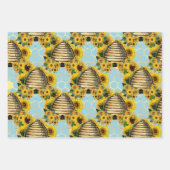 Ontwerp vier van de zonnebloem- en bijenreeks inpakpapier vel (Voorkant)