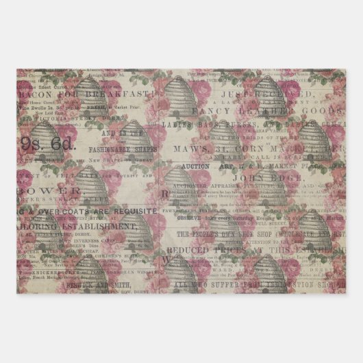 Ontwerp vijf van de Bourgogne Bee-reeks Inpakpapier Vel (Voorkant 3)